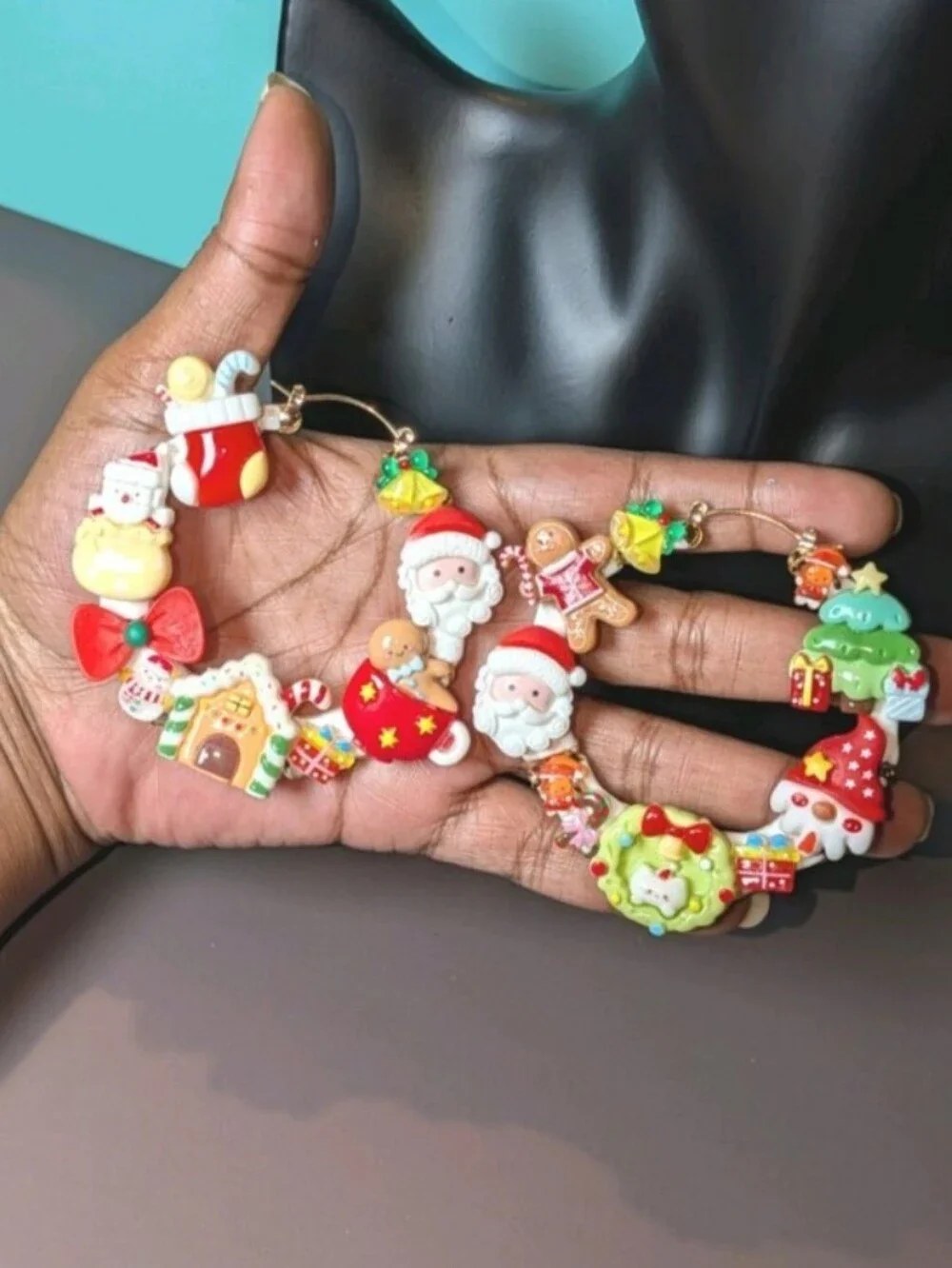Hand Crafted Holiday Charm Garland - Red, Green, White, Yellow